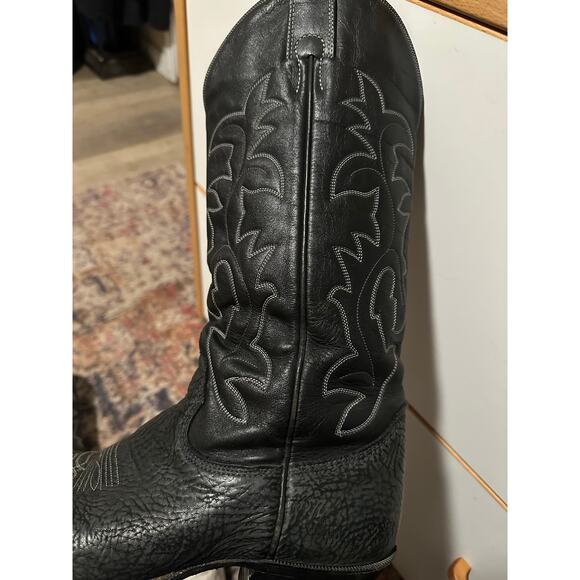 VTG Adams Biltrite Cowboy Boots Women's Leather Black Est Size 10.5 Men 9.5 - Picture 11 of 16